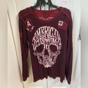 Affliction men’s large reversible thermal, 2 looks in 1, red